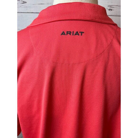 Ariat Tek Mens Polo Shirt Heat Series Medium Short‎ sleeve Orange Cowboy - Picture 12 of 12